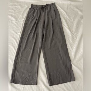 GU Gray Wide Leg Pants Women Elastic Waist Drawstring Work Casual size medium